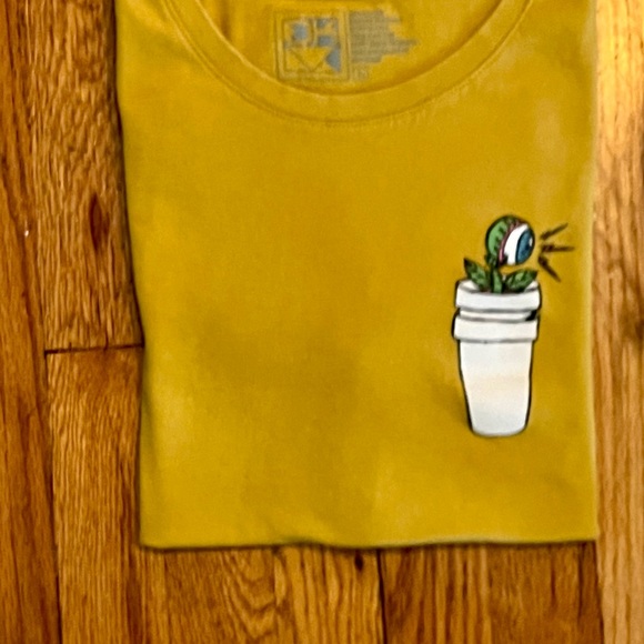 DIKOTOMY Mens Large Alien Eye Plant Monster Mustard Yellow DK Streetwear Shirt - Picture 4 of 7